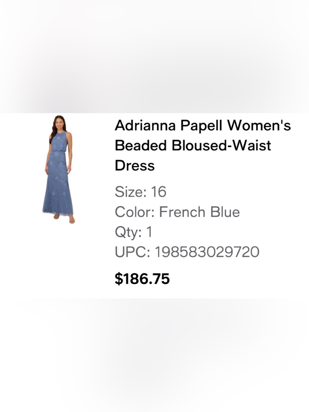 Adrianna Papell Dusty Blue Beaded Maxi Dress - Picture 6 of 9